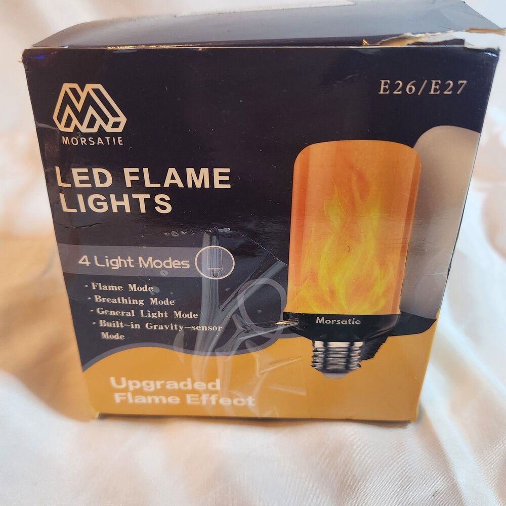 Morsatie LED Flame Light Bulbs 4 Pack E26 Flickering Fire 4 Modes Halloween
